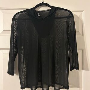 Forever 21 Sheer Long Sleeve Shirt with Hood